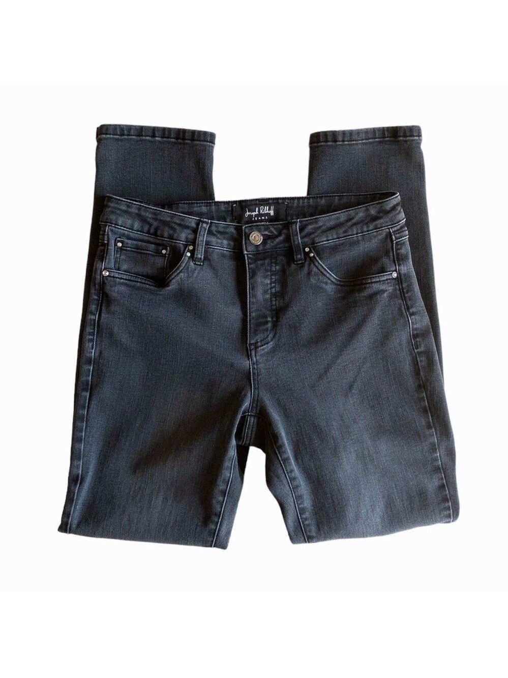 Joseph Ribkoff High Rise Black Faded Stretch Denim Jeans Cropped Womens Size 8 - Picture 6 of 13